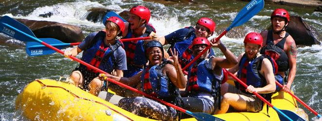 Students white water rafting